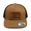 Master Bait Technician brown and navy trucker hat