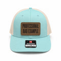 Professional Bad Example aqua and cream trucker hat