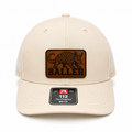 Cream Richardson 112 trucker hat with armadillo Baller leather patch