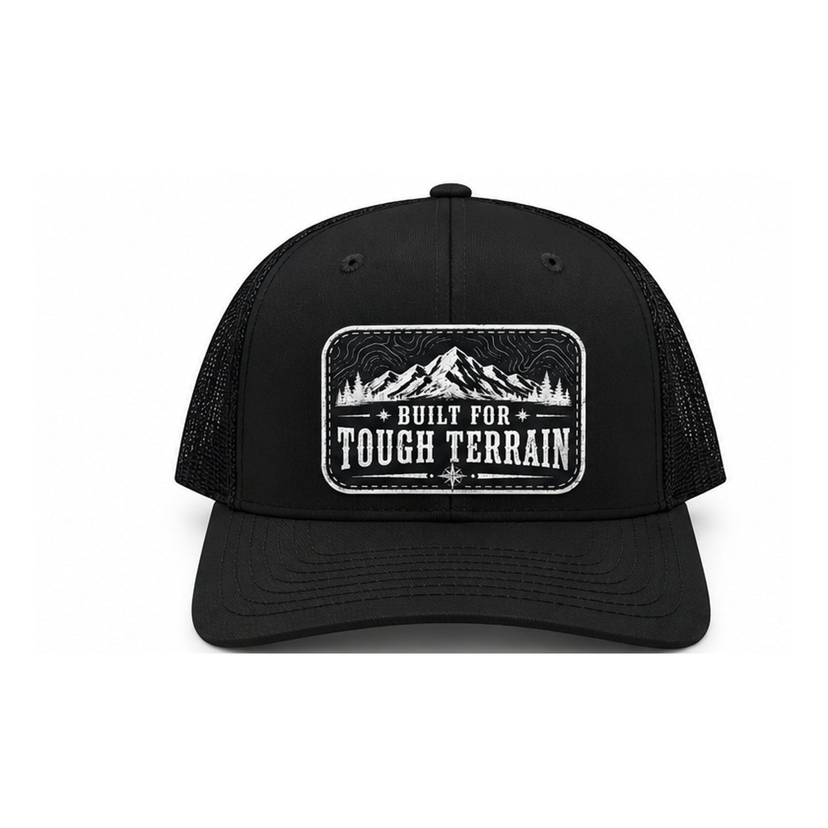 Built for Tough Terrain trucker hat, Black, front view