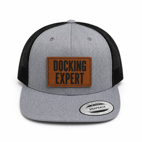 Docking Expert gray and black trucker hat