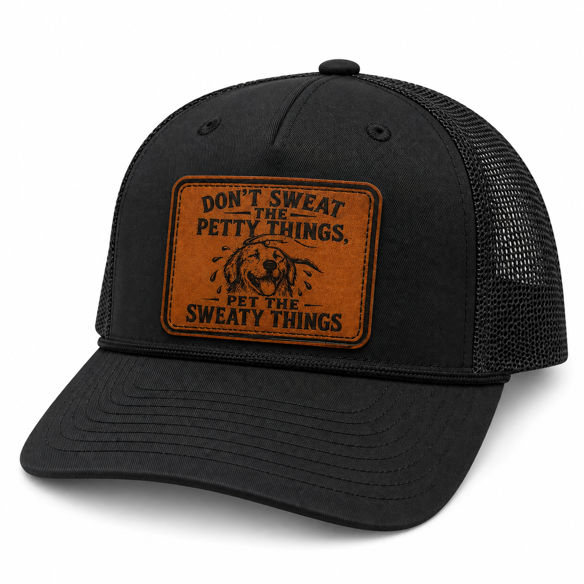 Black trucker hat angled