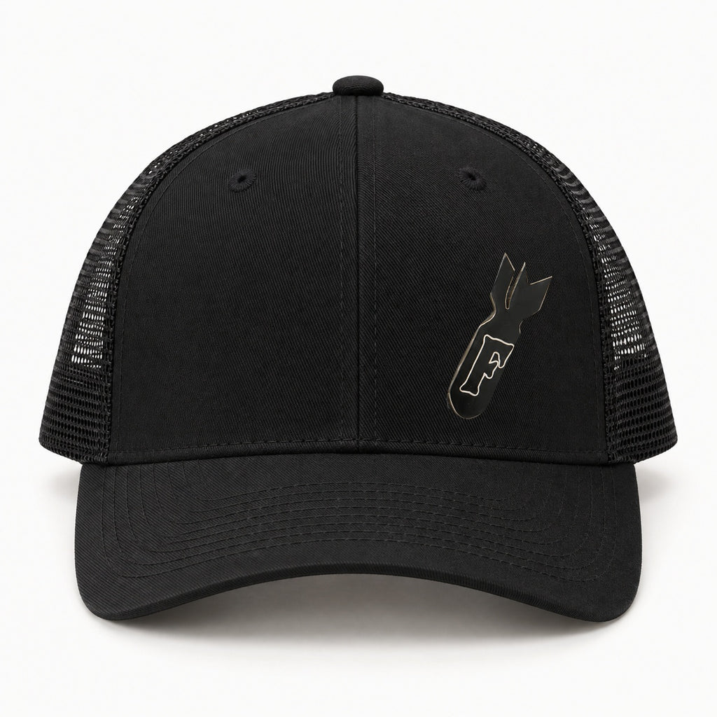 F-Bomb black trucker hat front