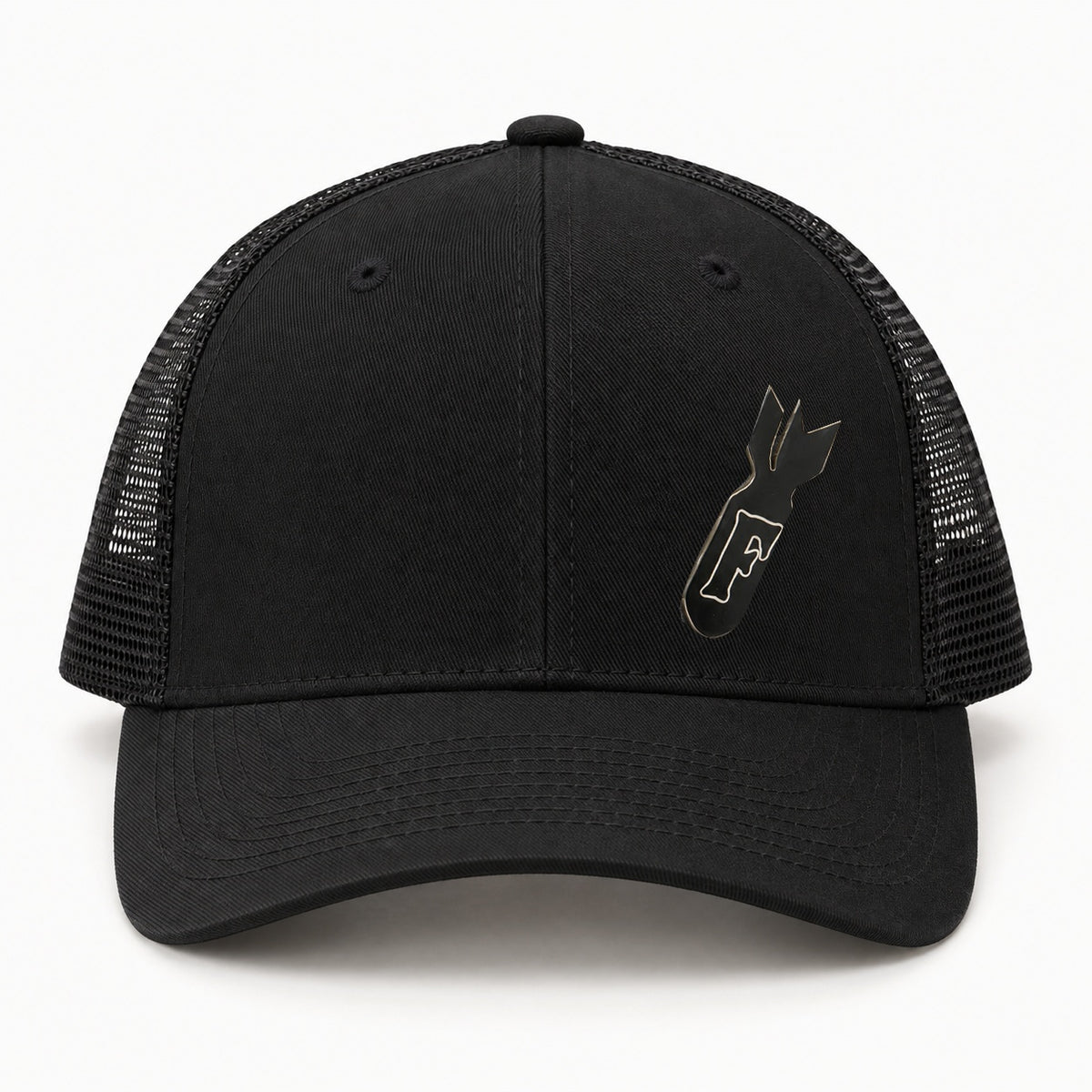 F-Bomb black trucker hat front
