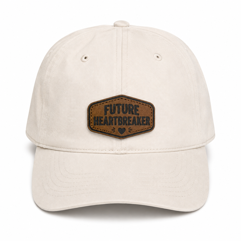 Future Heartbreaker baby hat with engraved leather patch