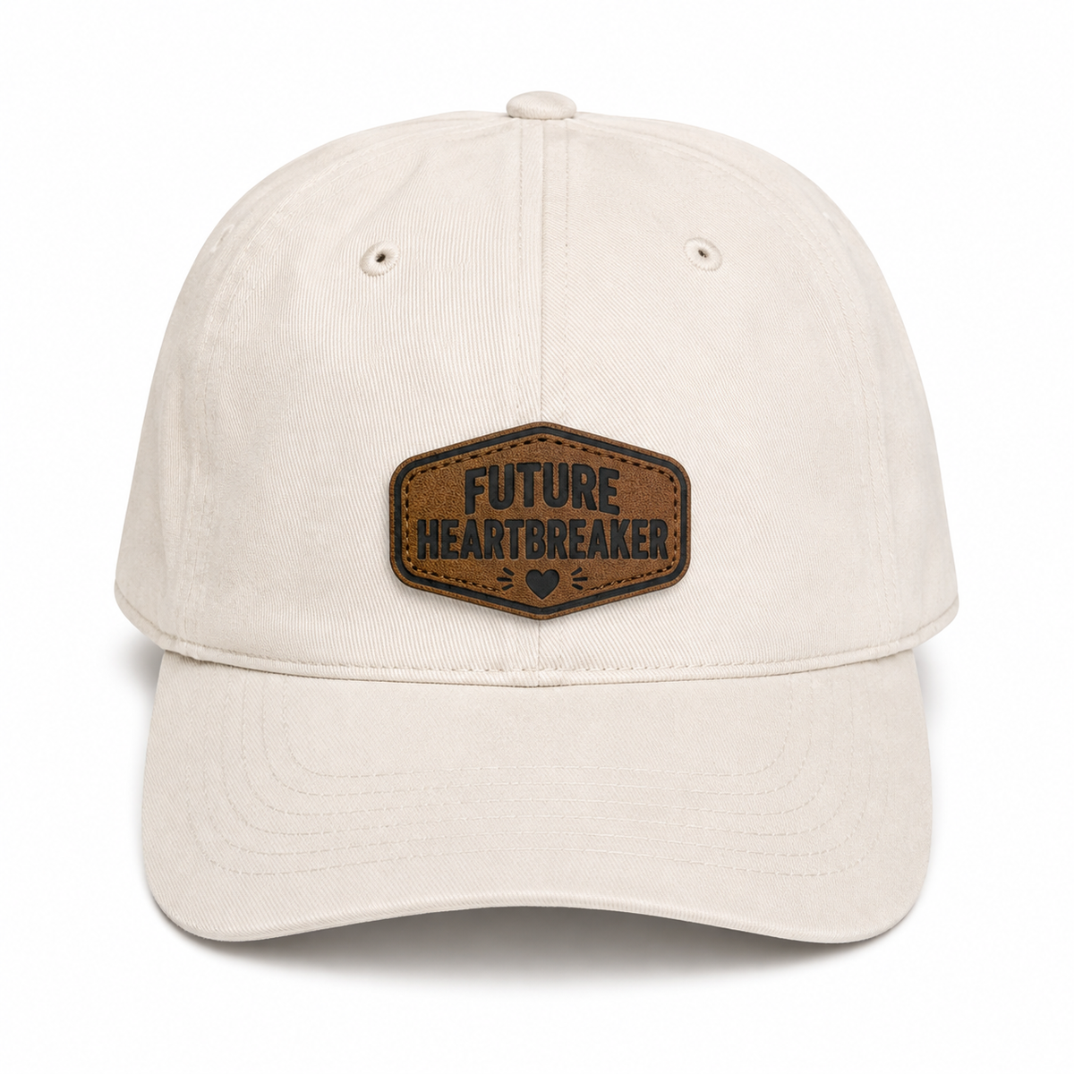Future Heartbreaker baby hat with engraved leather patch