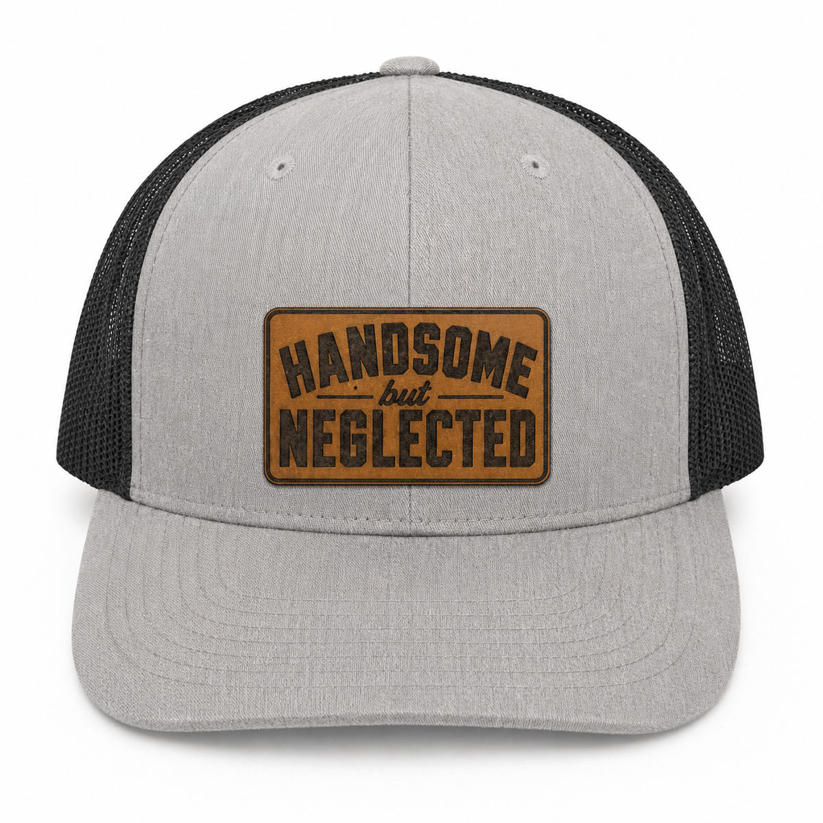 Handsome but Neglected gray and black trucker hat