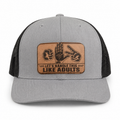Let's Handle This Like Adults gray trucker hat