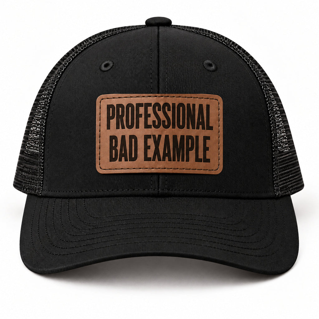 Professional Bad Example Black trucker hat front