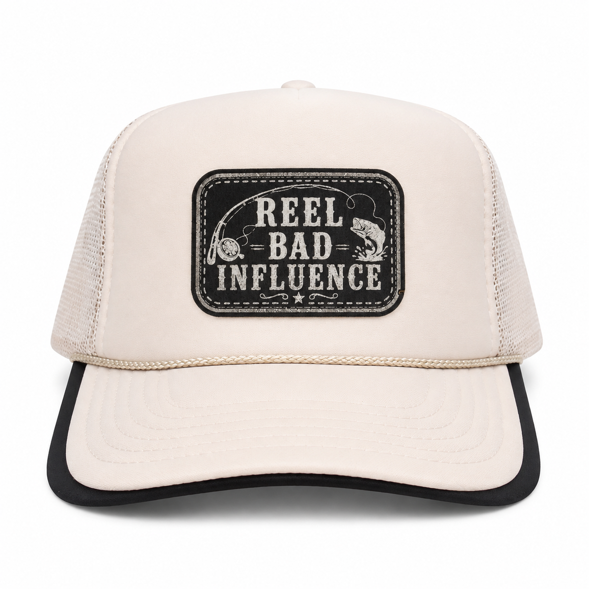 Reel Bad Influence cream foam-front trucker hat
