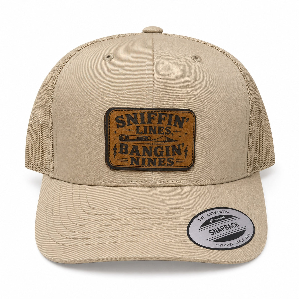 Sniffin Lines Bangin Nines tan trucker hat