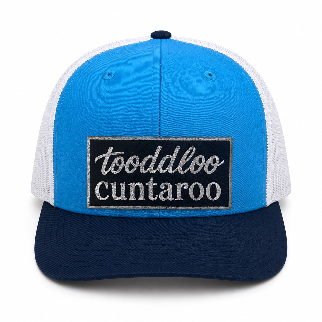 Toodaloo Cuntaroon blue and white trucker hat